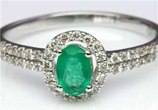 Natural Oval Cut Emerald & Diamond Victorian Engagement Ring In 14K 