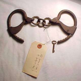 Pat.1866 HANDCUFFS With KEY 1 Year After CIVIL WAR Early Pair  