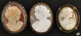 Pc Genuine Shell Carved Cameo Pins/Brooches 800 Purity Silver  