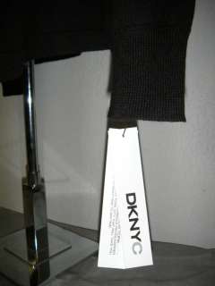 NWT DKNYC Womens Open Front Drape Cardigan DKNY Long Sleeve BLACK Sz 