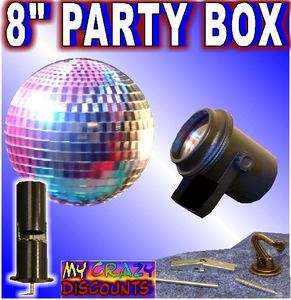   BALL PARTY IN A BOX dance light lite mirror motor hook battery lens dj