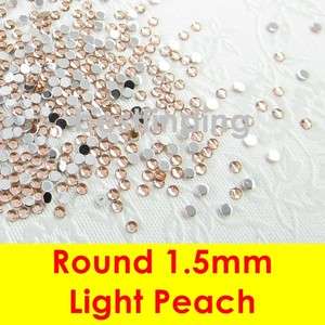 Flat Back Gems Round 1.5mm Nail Art Rhinestones Pick Quantity Light 