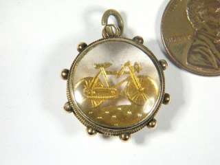 QUALITY ANTIQUE ENGLISH 9K GOLD BICYCLE FOB CHARM c1895  