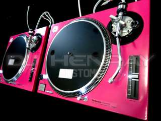   Pink Technics SL1200 MK2s with Ultra White leds dj turntables  