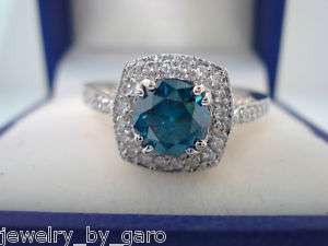 950 PLATINUM 1.40CT BLUE & WHITE DIAMONDS ENGAGEMENT RING  