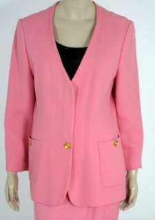 Vintage Pink Wool Escada 2 pcs Skirt Suit Sz 6  