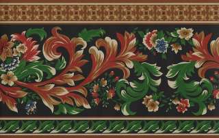 ROYAL SATEEN FLORAL AND SCROLL WALLPAPER BORDER  