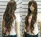 Extra long Wavy Dark brown Women hair wig + cap HE17