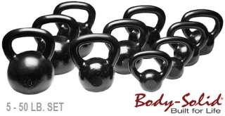 NEW Body Solid Set of 10 Kettlebells 5 50 lbs KBS275  