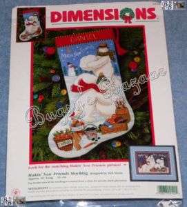 Dimensions MAKING NEW FRIENDS Snowmen Stocking Needlepoint Christmas 