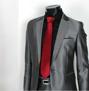 Designer Herren Anzug Slim Fit Anthrazit Hochzeitsanzug Einknopf 48 