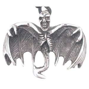 Skelett Knochen Fledermaus Metall Anhänger Halskette  