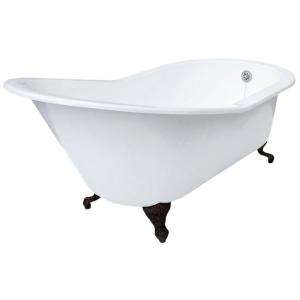   Slipper Cast Iron Clawfoot Tub, Less Faucet Holes in Oil Rubbed Bronze