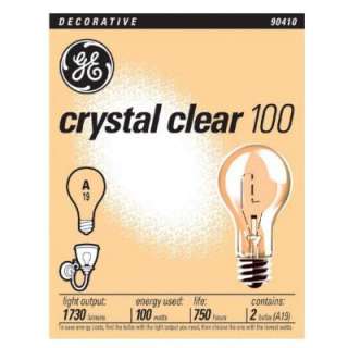 100 Watt Crystal Clear A19 General Purpose Incandescent Light Bulb (2 