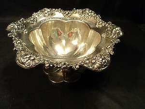 ANTIQUE INTERNATIONAL STERLING SILVER COMPOTE w/ REPOUSSE FLORAL 