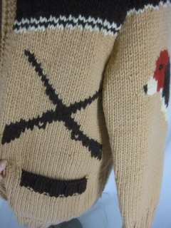 Vintage 50s Wool Knit Cowichan Hunting Dog Sweater  
