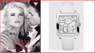 GUESS Dazzling Hearts and G Icons Watch in White U85115L1 NEW  