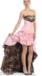 Fun Party Prom leopard print high low hemline Pink Homecoming gown NWT 