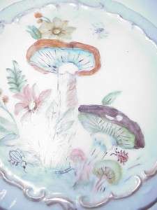 ANTIQUE PORCELAIN TRIVET DECORATED MUSHROOMS  