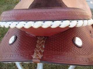 16 CHERRY BROWN BARREL Western horse SADDLE DOUBLE T  