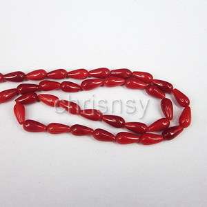 Free Ship 4x8mm Coral Red Tear Drop Loose Bead c1301  