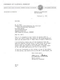   Berkeley, datiert February 5, 1992, signiert mit schwarzem Filzstift