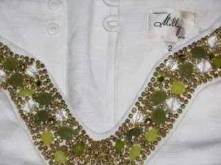 New Milly Beaded Neck Doris Dress 2 White $435  
