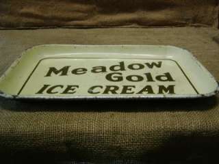 Vintage Meadow Gold Ice Cream Tray  Old Antique Sign  
