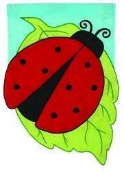 9979FL Ladybug Leaf Applique Large Flag  