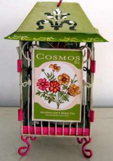 Shabby PINK & GREEN Chic TOLE LANTERN CANDLE HOLDER  