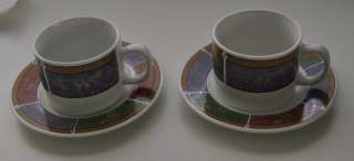 Pair Oneida Majesticware PERSIA Stoneware Cup & Saucer  