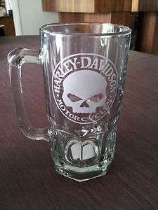 Harley Davidson Etched Skull beer mug (1 Lt)  