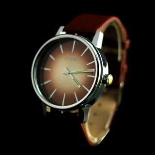 Trendy Colorful Dial SINOBI Mens Women Leather Brown Wrist Watch 