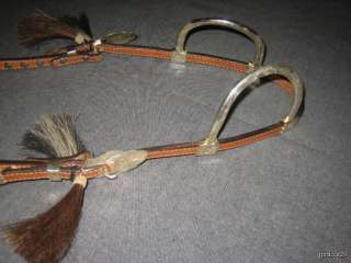 Copper Solid Silver Ear Pieces Leather Headstall With 6 Silver Diamond 