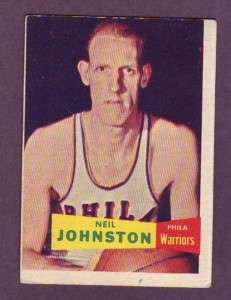 1957 58 Topps Basketball Neil Johnson Warriors #3 Ex  