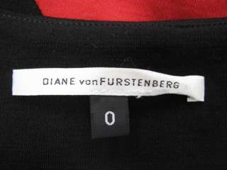 Diane Von Furstenberg Black/Red Long Sleeve Scoop Neck Mini Luna Dress 