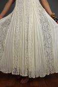 vtg 80s SHEER Floral LACE PANELS Crinkle PLEATED Draped Gypsy Sweep 