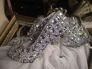 WHITE hand sewing ACRYLIC CRYSTAL WEDDING PROM BRIDAL SHOES  