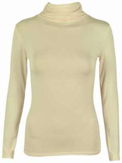 NEW LADIES POLO NECK LONG SLEEVE WOMENS STRETCH TOP  