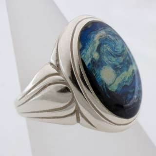 Starry Night Vincent Van Gogh sterling ring (Sizes 5 10 w/ half sizes 