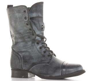 Ladies Womens Black Army Lace Combat Flat Military Ankle Boots Size 3 