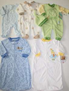 NWT EUC Baby Boy Pajamas Lot Size 0 3 Months Fleece Sacks Winter 
