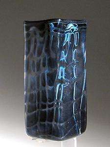 SMALL SQUARE PROFILE ART GLASS VASE SIGNED by J.S.Walsh  