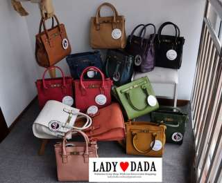   Korea Vintage Candy Leather Twist Lock Shoulder Bag Square Handbag