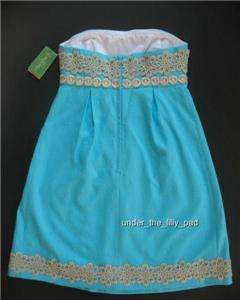   Pulitzer BETSEY Shorely Blue DRESS 00 2 6 8 Lace Strapless  