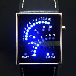 Luxury Style Sport 29 Blue LED Digital Date Lady Mens Black Wrist 