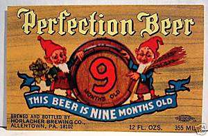 Horlacher Perfection Beer Bottle Label Allentown Pa  