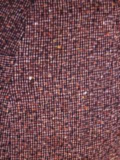 Vintage Pencil Skirt Brown Wool Tweed 1950S 31W 42H Nice Hip Detail 