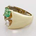 Gorgeous Vintage Diamond Green Emerald 14K Yellow White Gold Fashion 