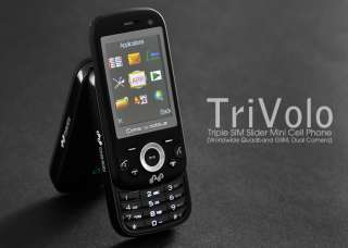TriVolo   Triple SIM Slider Mini Cell Phone (Worldwide Quadband GSM 